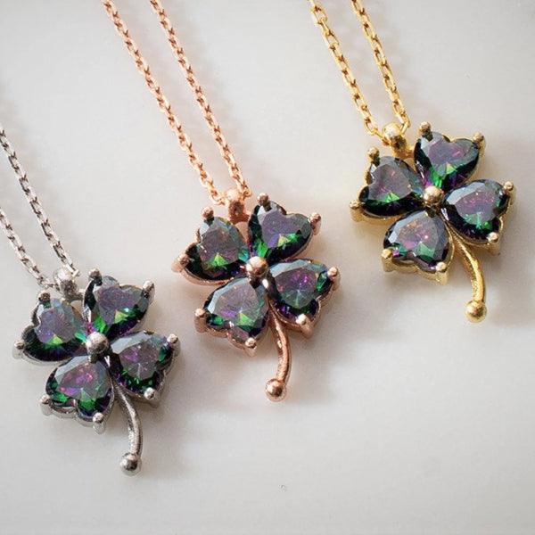 Four Leaf Clover Necklace • Shamrock Necklace Silver • Good Luck GiftNecklacesLeaf Clover Necklace • Shamrock Necklace Silver • Good Luck Gift