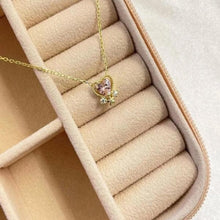 Pink Gemstone Dainty Necklace ¥ Pink Birthstone Layered Heart Necklace - Trending Silver Gifts