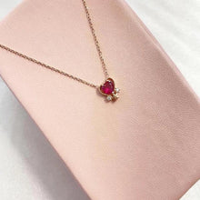 Gold Heart Garnet Gemstone Necklace ¥ Dainty Ruby Birthstone Necklace - Trending Silver Gifts