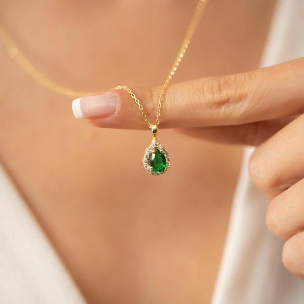 May Birthsotne Necklace • Emerald Necklace Gold • Birthstone Necklace - Trending Silver Gifts