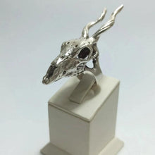 Silver Deer Skull With Horn Ring ¥ Animal Caribou Stackable Ring - Trending Silver Gifts