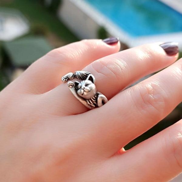 Super Cat Adjustable Ring • Cat Adjustable Ring • Sterling Silver Cat - Trending Silver Gifts