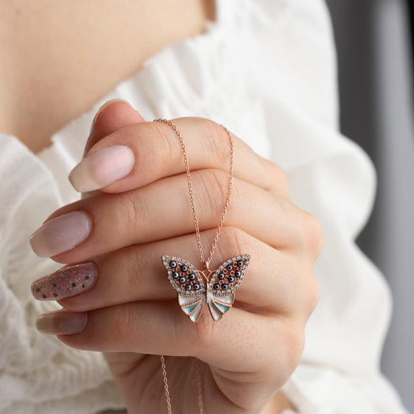 Blue Butterfly Necklace Gold • Evil Eye Necklace Gold • Gift For Her - Trending Silver Gifts