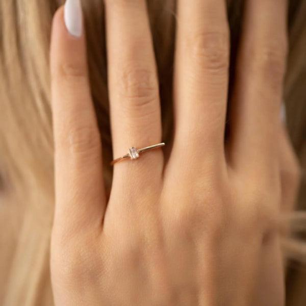 Baguette Cubic Zirconia Gold Rings for Women • Diamond Engagement Ring - Trending Silver Gifts