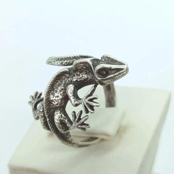 Silver Plated Gecko Ring • Salamander Ring • Lizard Animal Ring - Trending Silver Gifts