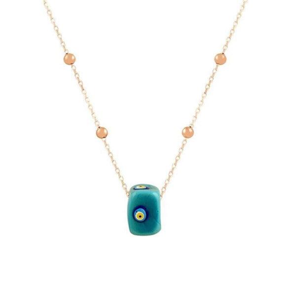 Rose Gold Evil Eye Satellite Necklace • Turquoise Necklace Rose Gold - Trending Silver Gifts