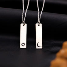 Handmade Sterling Silver Sun and Moon Bar Necklace, Unique Bar Pendant - Trending Silver Gifts