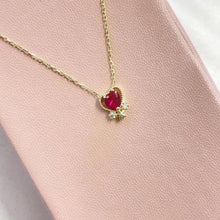 Gold Heart Garnet Gemstone Necklace ¥ Dainty Ruby Birthstone Necklace - Trending Silver Gifts
