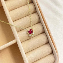 Gold Heart Garnet Gemstone Necklace ¥ Dainty Ruby Birthstone Necklace - Trending Silver Gifts