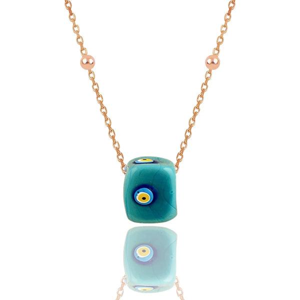 Rose Gold Evil Eye Satellite Necklace • Turquoise Necklace Rose Gold - Trending Silver Gifts