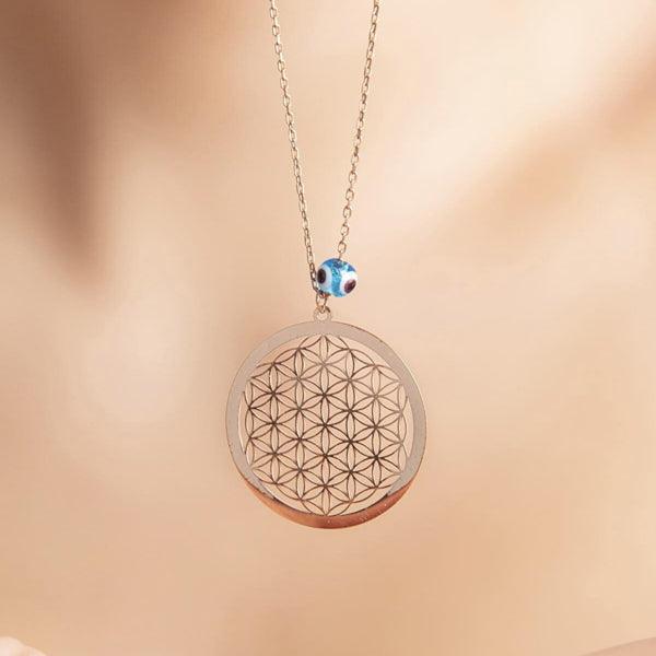 Flower Of Life Pendant Silver • Evil Eye Flower Of Life Pendant Rose - Trending Silver Gifts