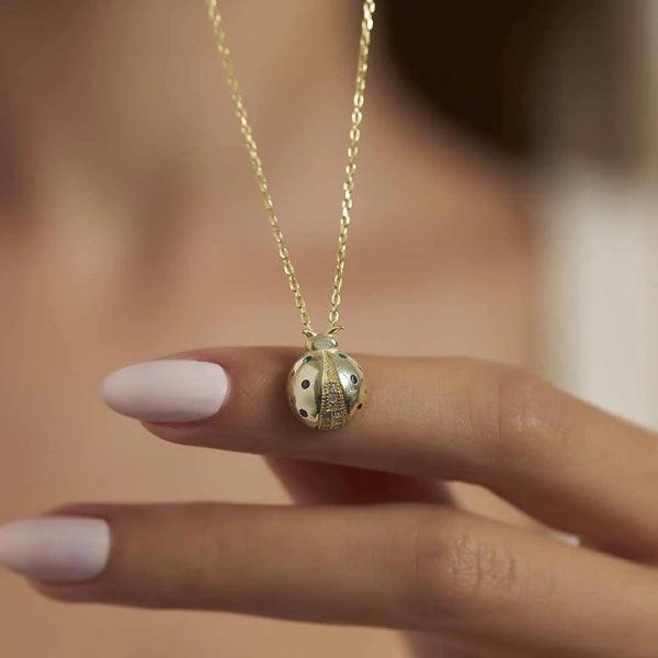 Ladybug Necklace Gold • Ladybug Pendant Necklace • Ladybird Gold Charm - Trending Silver Gifts