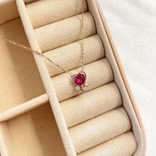 Gold Heart Garnet Gemstone Necklace ¥ Dainty Ruby Birthstone Necklace - Trending Silver Gifts
