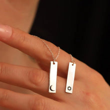 Handmade Sterling Silver Sun and Moon Bar Necklace, Unique Bar Pendant - Trending Silver Gifts