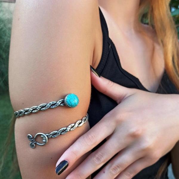 Silver Armlet Smooth With Hammered Ends Lightly Curved Wisps Arm Band - Trending Silver Gifts
