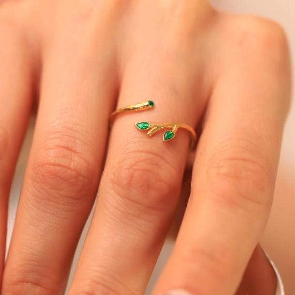 Green CZ Ring - Gold Vermeil Ring - Green Zirconia Birthstone Ring - Trending Silver Gifts