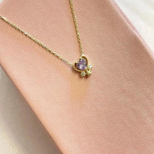 Purple Birthstone Minimalist Heart Necklace ¥ Birthday Heart Gift - Trending Silver Gifts