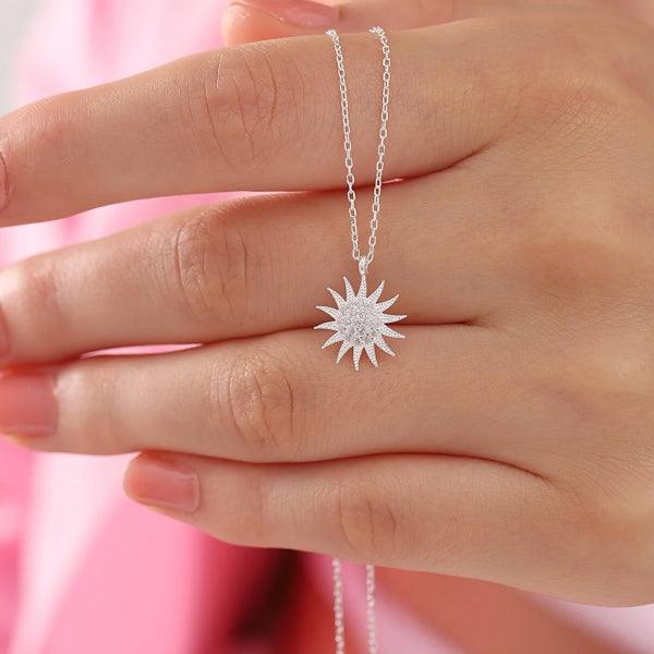 Sun Necklace Pendant • Sunshine Necklace • Sun Necklace Silver - Trending Silver Gifts