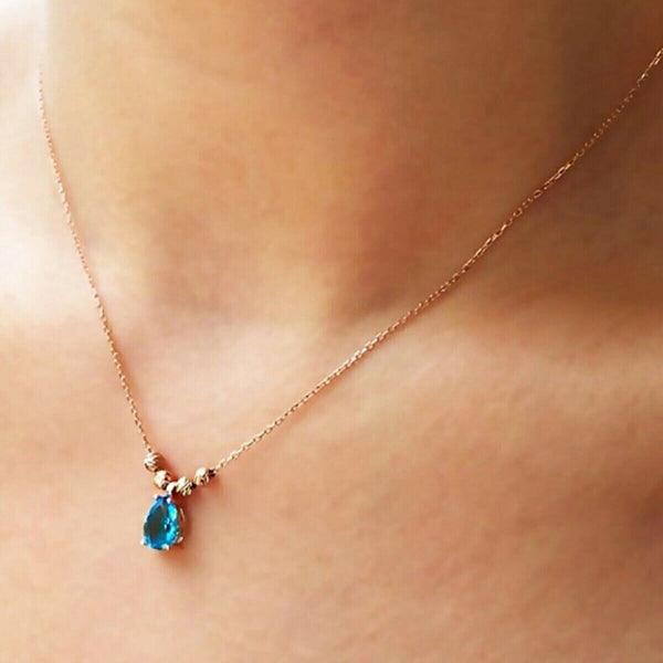 Blue Zircon Necklace • Cambodian Blue Zircon • Blue Zircon Birthstone - Trending Silver Gifts