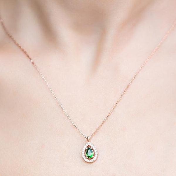 Teardrop Emerald Necklace • Emerald Teardrop Necklace • May Birthstone - Trending Silver Gifts