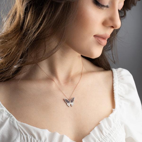 Blue Butterfly Necklace Gold • Evil Eye Necklace Gold • Gift For Her - Trending Silver Gifts