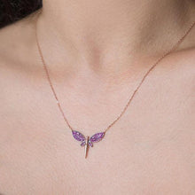 Amethyst Dragonfly Pendant Necklace ¥ Dragonfly Necklace Gold - Trending Silver Gifts