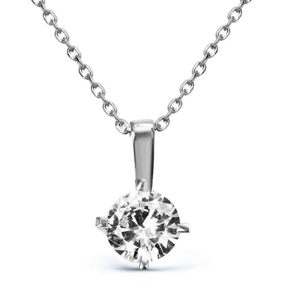 Solitaire Diamond Pendant Necklace • Diamond Solitaire Necklace - Trending Silver Gifts