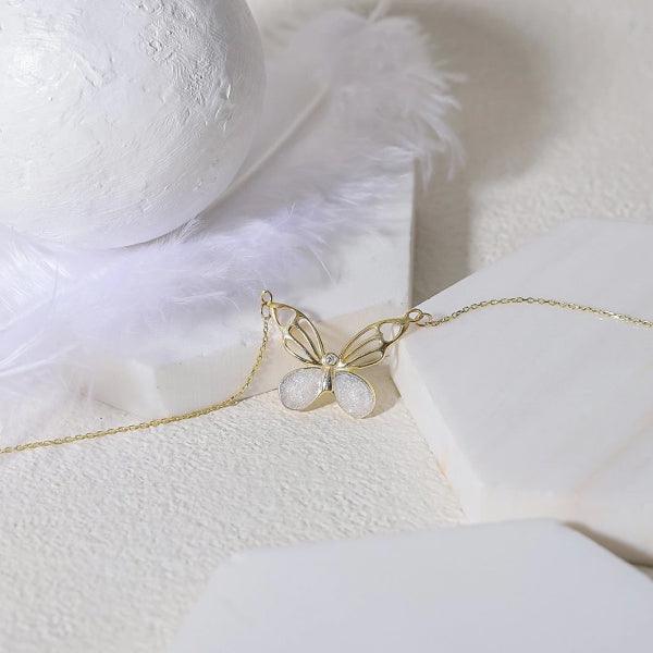 Butterfly Necklace Gold • Butterfly Necklace Silver • Butterfly Opal Necklace - Trending Silver Gifts