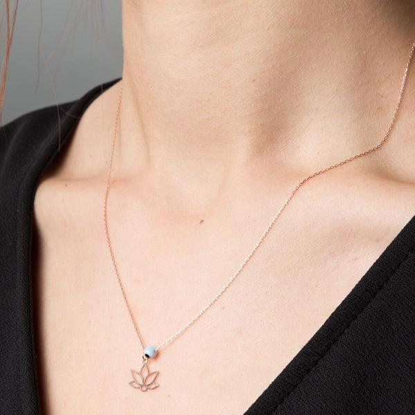 Evil Eye Protection Necklace • Evil Eye Lotus Flower Necklace - Trending Silver Gifts