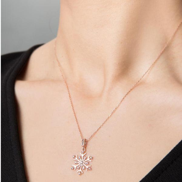 Snowflake Pendant Necklace • Cz Diamond Snowflake Necklace - Trending Silver Gifts