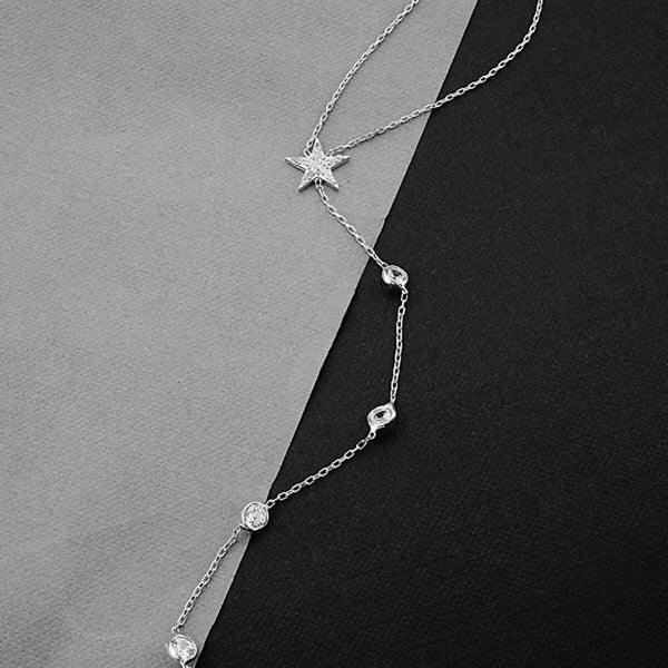 Layered Diamond Necklace • Dangle Diamond Necklace • Star Necklace - Trending Silver Gifts