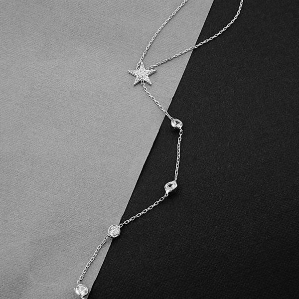 Layered Diamond Necklace • Dangle Diamond Necklace • Star Necklace - Trending Silver Gifts
