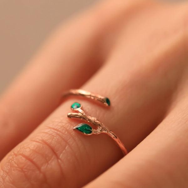 Green CZ Ring - Gold Vermeil Ring - Green Zirconia Birthstone Ring - Trending Silver Gifts