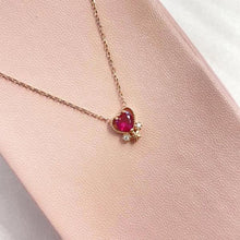 Gold Heart Garnet Gemstone Necklace ¥ Dainty Ruby Birthstone Necklace - Trending Silver Gifts