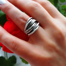 Thick Lines Spinner Ring ¥ Modernist Stacking Band Ring ¥ Wire Wrapped - Trending Silver Gifts