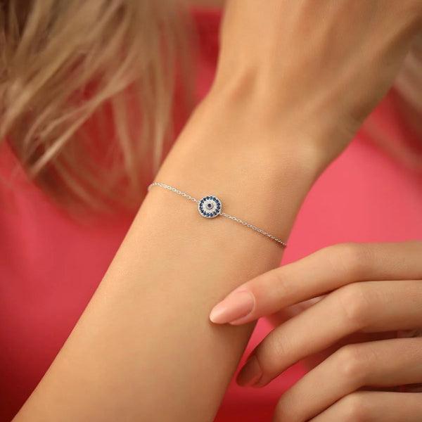 Evil Eye Bracelet Silver • Evil Eye Protection Bracelet • Gift For Her - Trending Silver Gifts