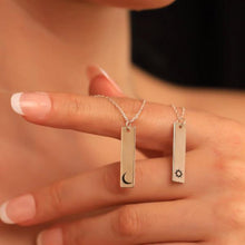 Handmade Sterling Silver Sun and Moon Bar Necklace, Unique Bar Pendant - Trending Silver Gifts