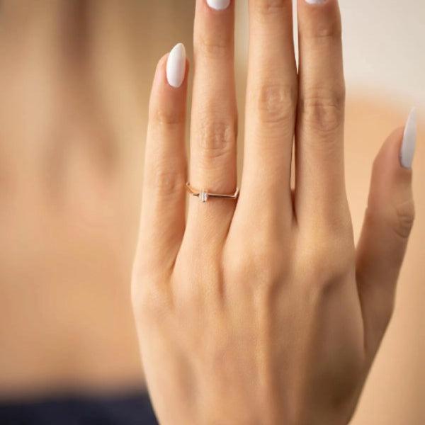 Baguette Cubic Zirconia Gold Rings for Women • Diamond Engagement Ring - Trending Silver Gifts