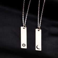 Handmade Sterling Silver Sun and Moon Bar Necklace, Unique Bar Pendant - Trending Silver Gifts