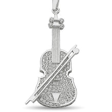 Sterling Silver Violin Necklace ¥ Music Pendant Necklace, Gift For Her - Trending Silver Gifts