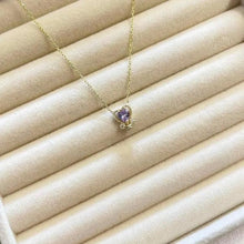 Purple Birthstone Minimalist Heart Necklace ¥ Birthday Heart Gift - Trending Silver Gifts