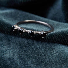 Black Zircon Band Ring ¥ Black Onyx Ring ¥ Black Stone Minimalist Ring - Trending Silver Gifts