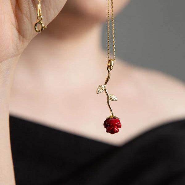 Rose Necklace Beauty And The Beast • A Rose Necklace • Rose Gift Ideas - Trending Silver Gifts