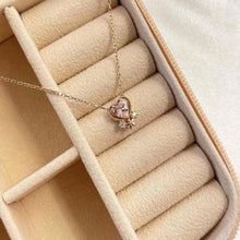 Pink Gemstone Dainty Necklace ¥ Pink Birthstone Layered Heart Necklace - Trending Silver Gifts