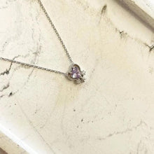 Purple Birthstone Minimalist Heart Necklace ¥ Birthday Heart Gift - Trending Silver Gifts