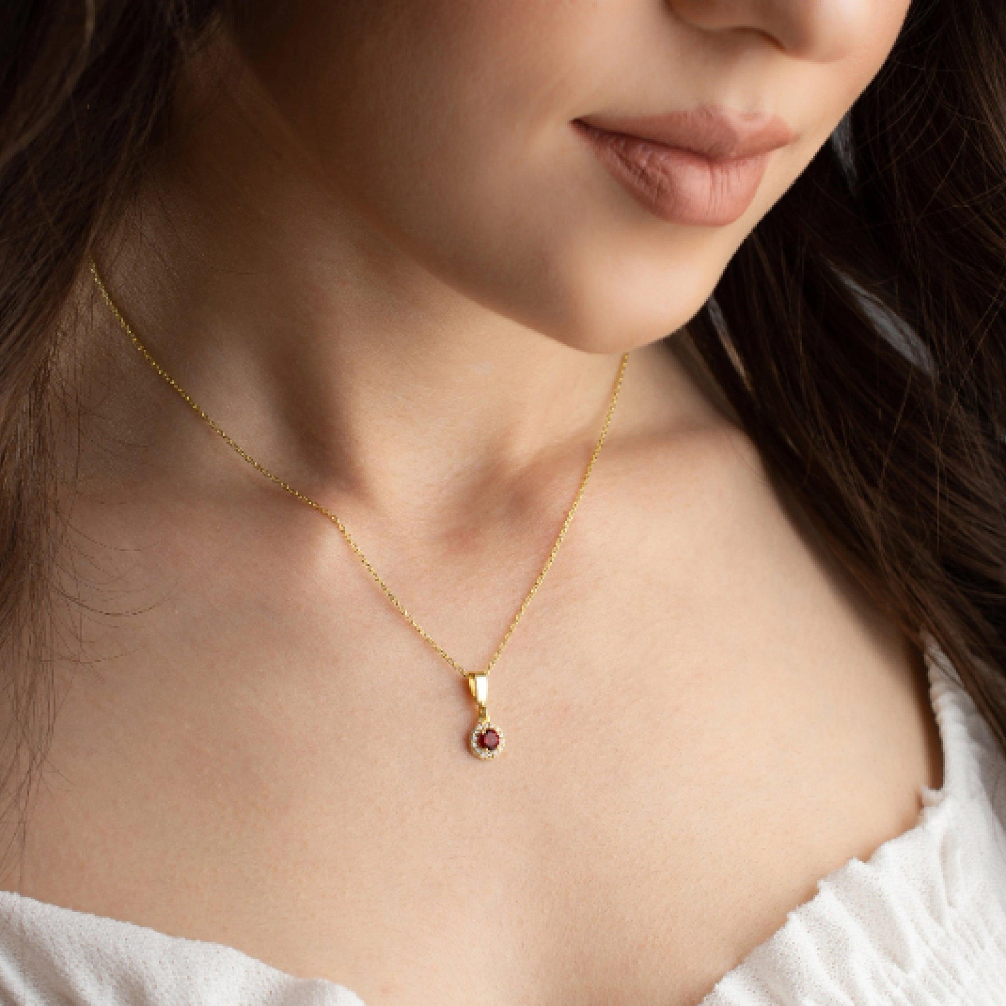 July Birthstone Necklace Gold • July Ruby Birthstone Jewelry - Trending Silver Gifts