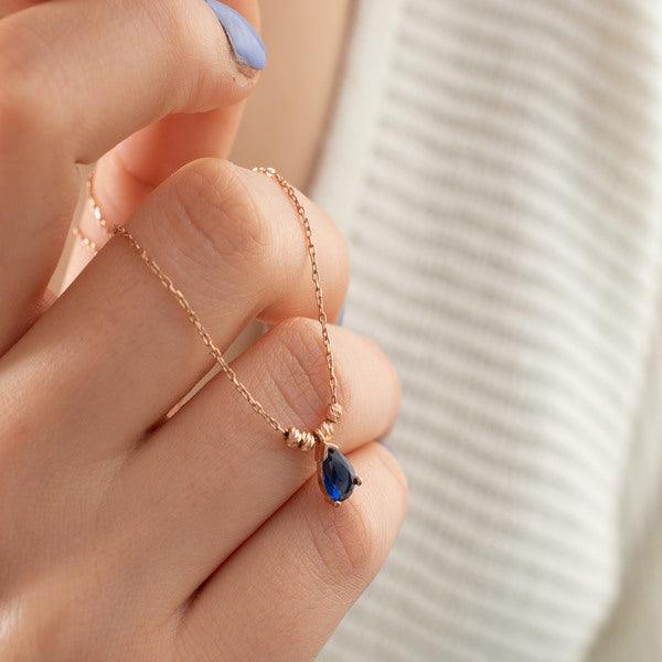 Sapphire Necklace Gold • Birthstone Necklace For Mom • Gift For Her - Trending Silver Gifts