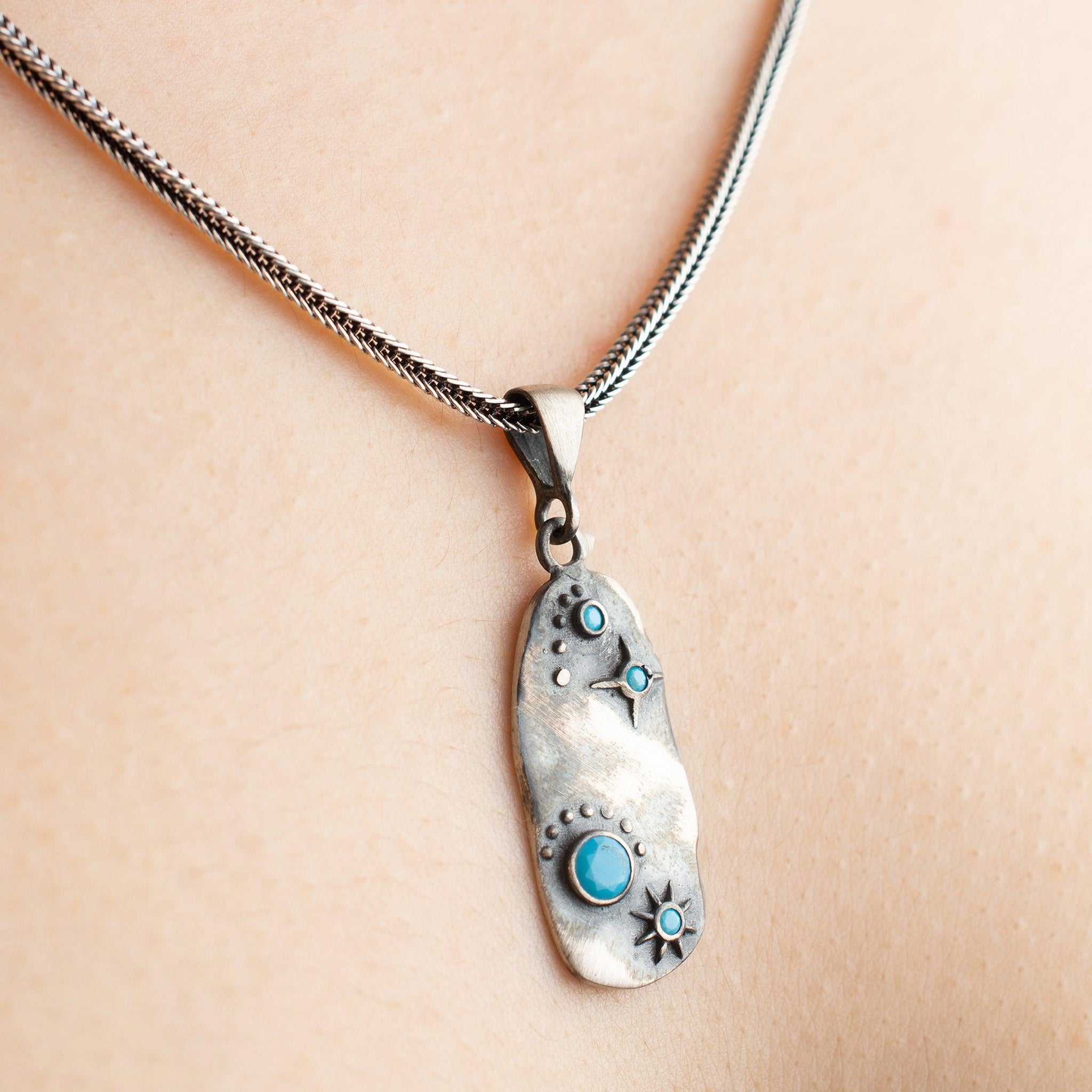 Starry Night Disc Necklace • Night Sky Symbol • Layered Disc Necklace - Trending Silver Gifts