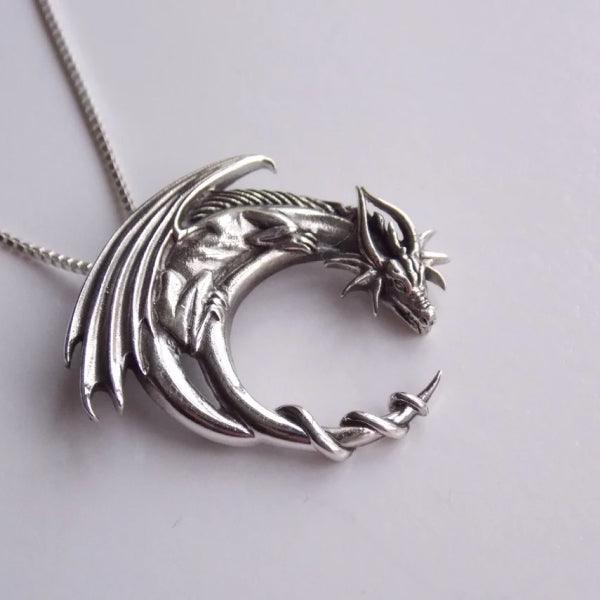 Sterling Silver 925 Dragon Pendant Necklace • Silver Dragon Necklace - Trending Silver Gifts