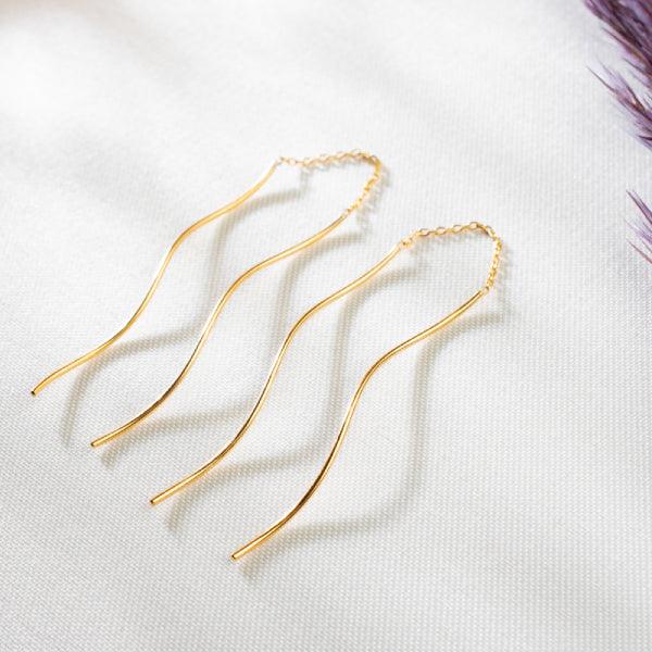 Threader Spiral Earrings • Curve Threader Earrings • Bridesmaid Gifts - Trending Silver Gifts